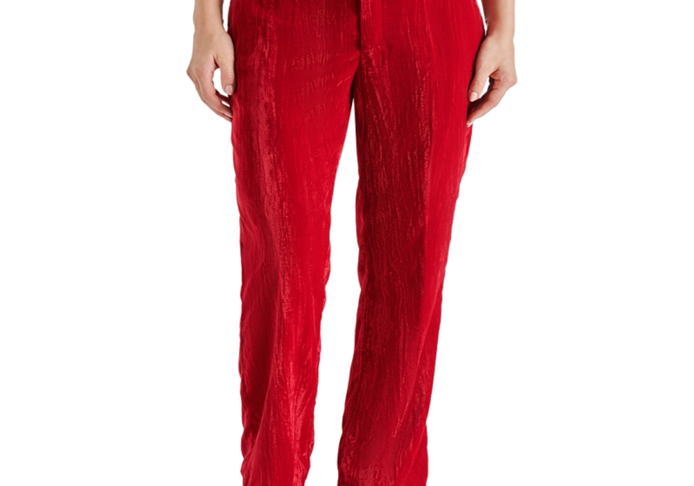 Calça Steve Madden Mercer Crushed Velvet Vermelha