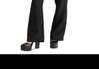 Calça flare Steve Madden Waverly com listras de lantejoulas e listras pretas