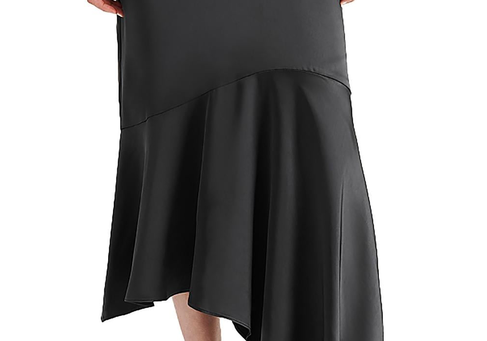 Saia midi assimétrica de cetim Lucille Steve Madden, preta