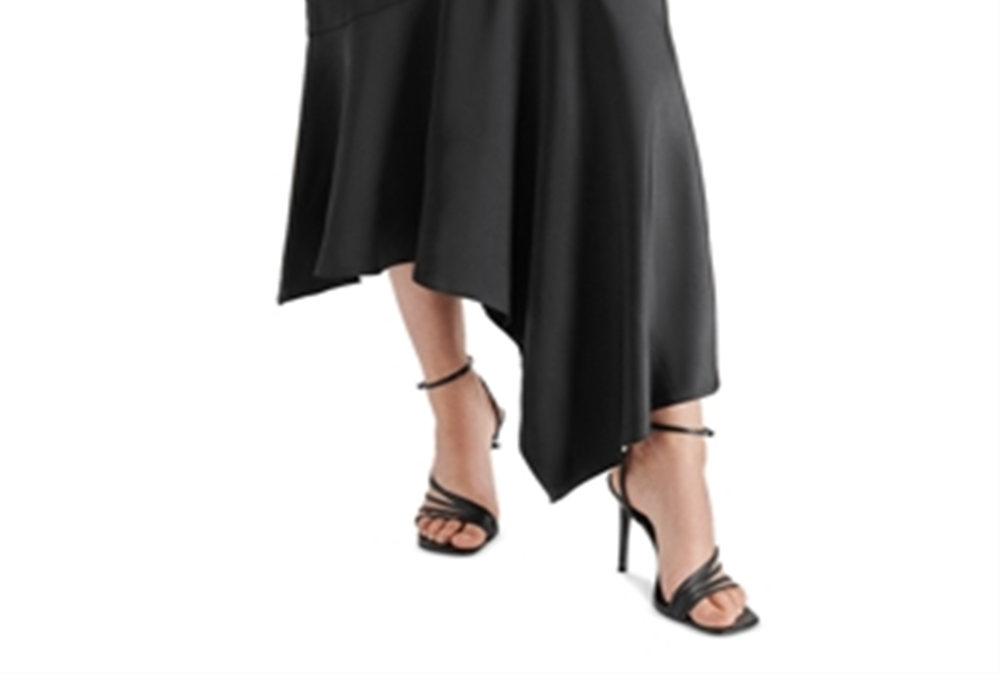 Saia midi assimétrica de cetim Lucille Steve Madden, preta