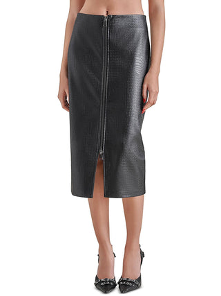 Saia midi de couro sintético Steve Madden Hayes, preta, tamanho 6