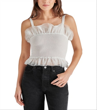 Blusa de tule franzido Steve Madden Rhiannon branca