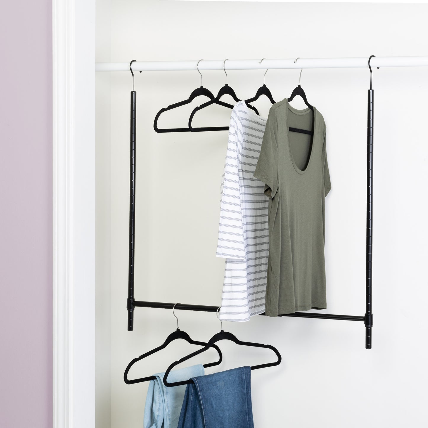 HoneyCanDo Adjustable Hanging Closet Rod  Black