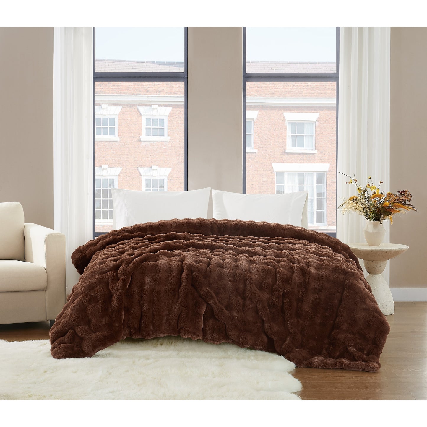 Brooklyn Loom Bubble Faux Fur Blanket