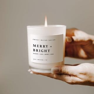 Merry and Bright Soy Candle - White Jar - 11 oz