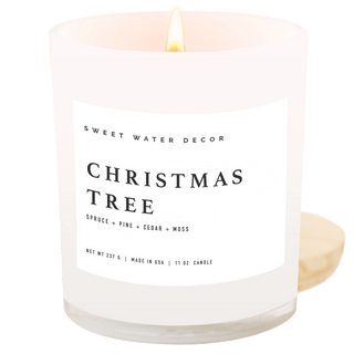 Christmas Tree Soy Candle - White Jar - 11 oz