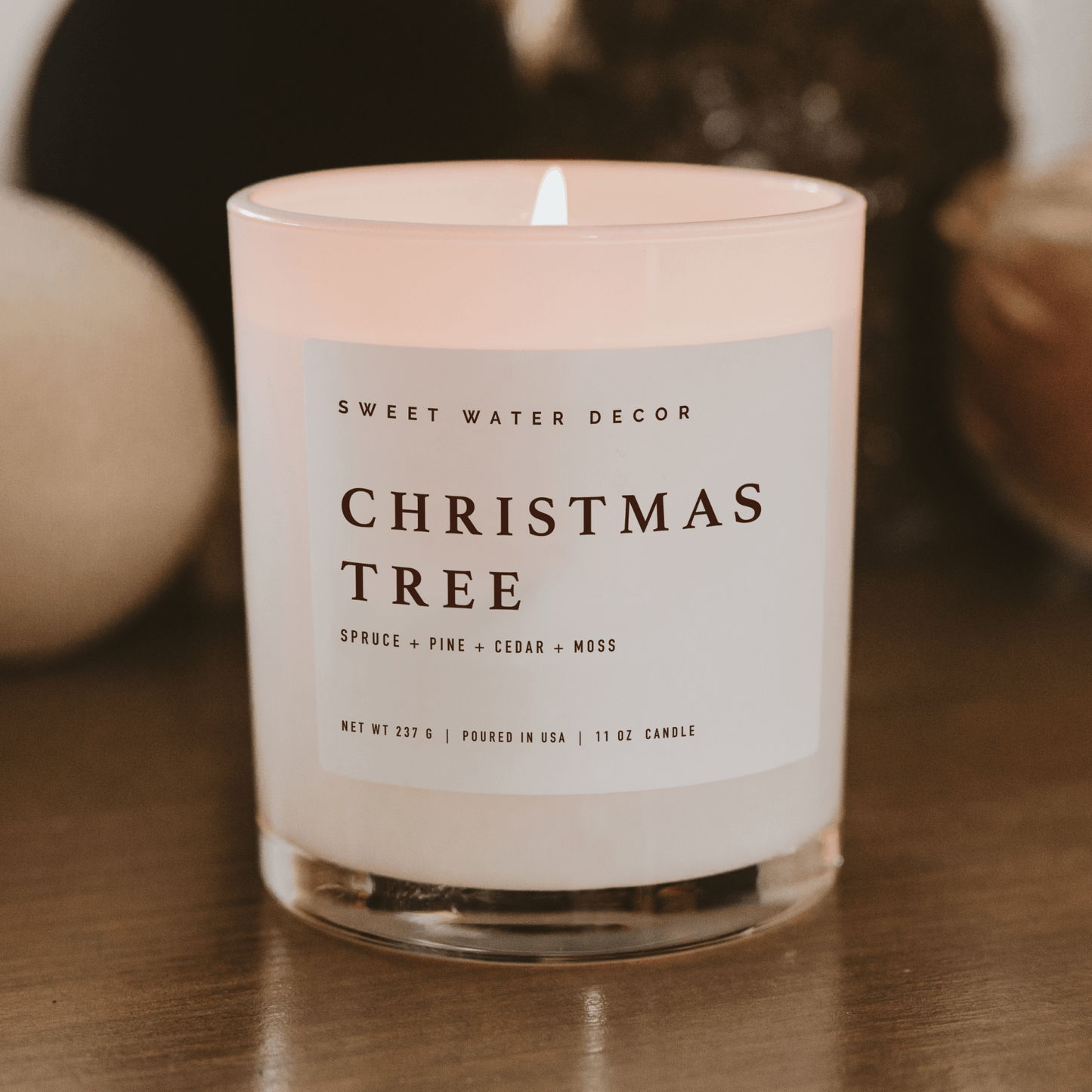 Christmas Tree Soy Candle - White Jar - 11 oz