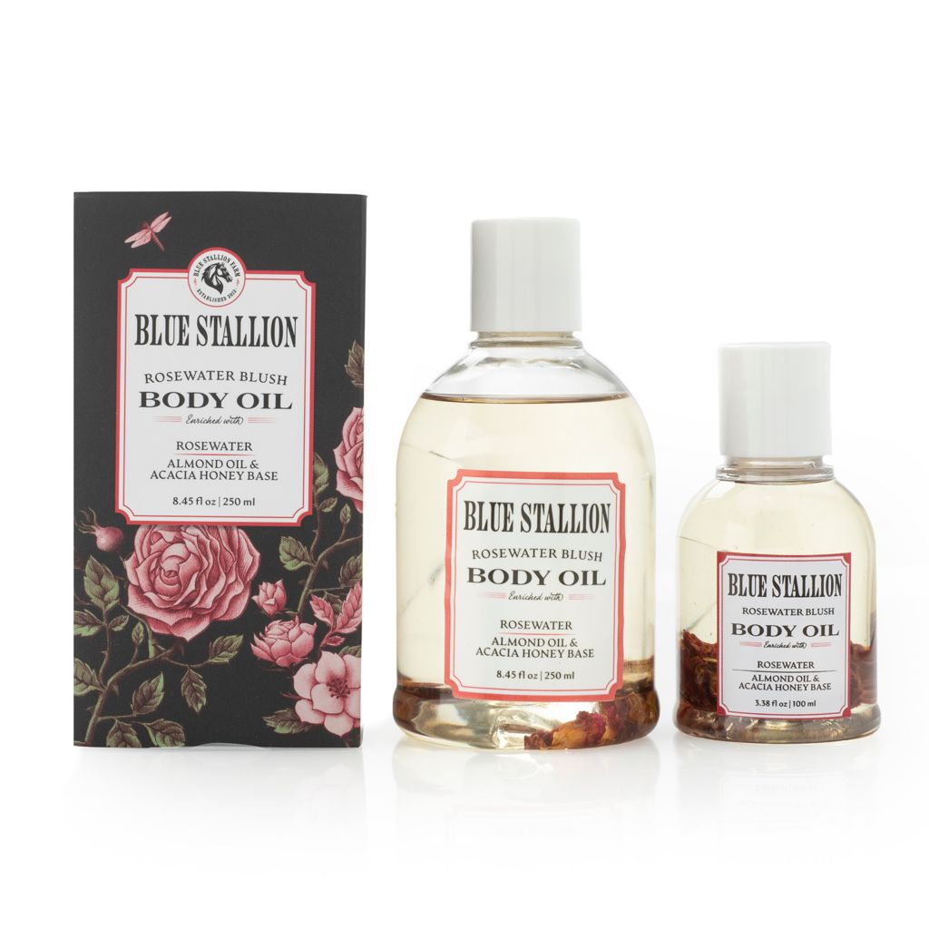 Blue Stallion Body Oil Choice of Scent 8.45 oz + Travel Size Duo
