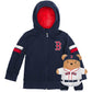 Cubcoats Transforming 2 em 1 unissex Boston Red Sox com capuz e pelúcia macia azul