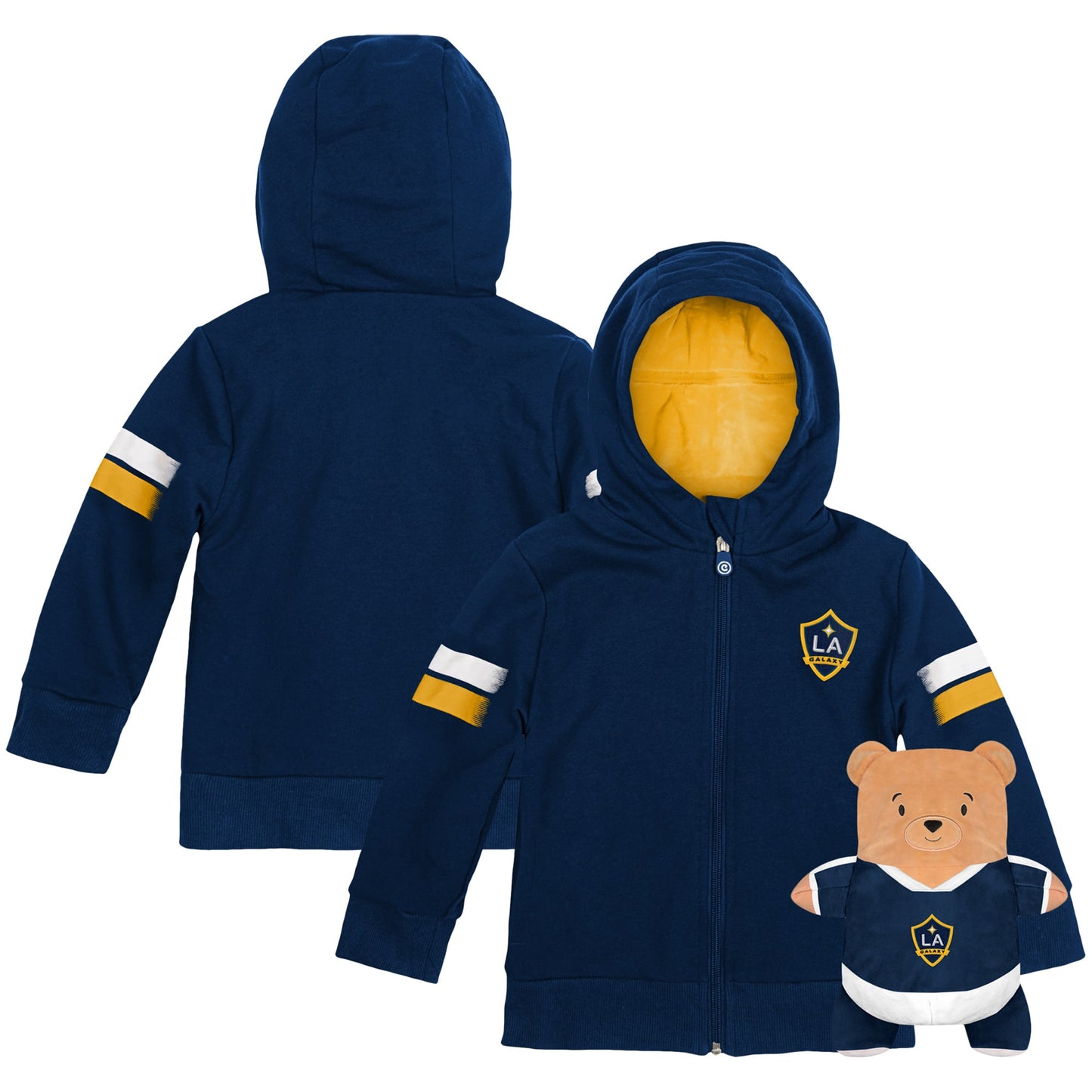 Cubcoats Transforming 2 em 1 unissex infantil LA Galaxy com capuz e pelúcia macia azul