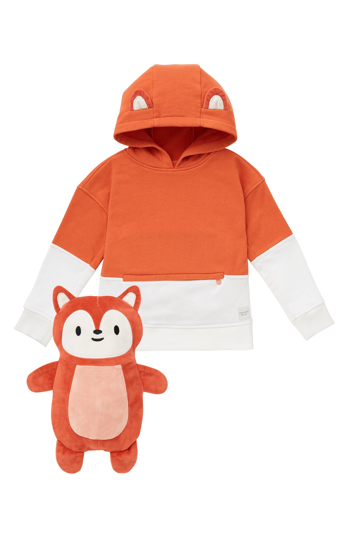 Cubcoats Kids Transformando 2 em 1 Unissex Flynn the Fox Moletom com Capuz 2 em 1 Bicho de Pelúcia em Laranja Queimado