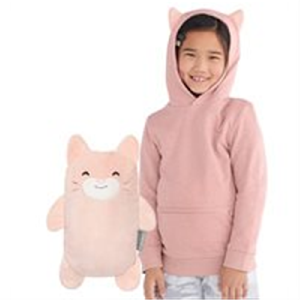 Cubcoats Kali The Kitty 2 em 1 Transformador Crewneck Sweatshirt com capuz e pelúcia macia rosa