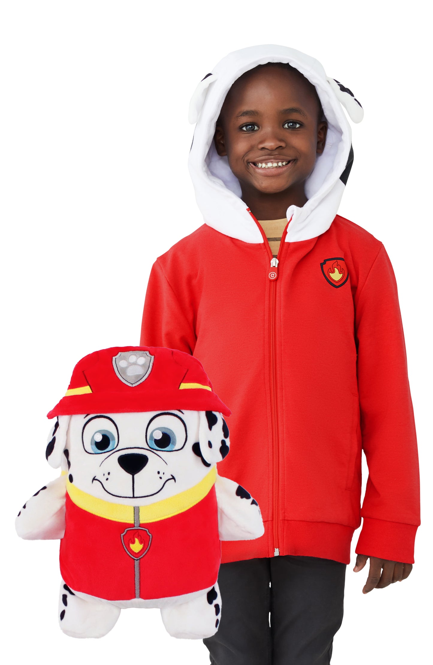 Cubcoats Transforming 2 em 1 Unissex Marshall 2 em 1 Bicho de Pelúcia com Capuz Vermelho