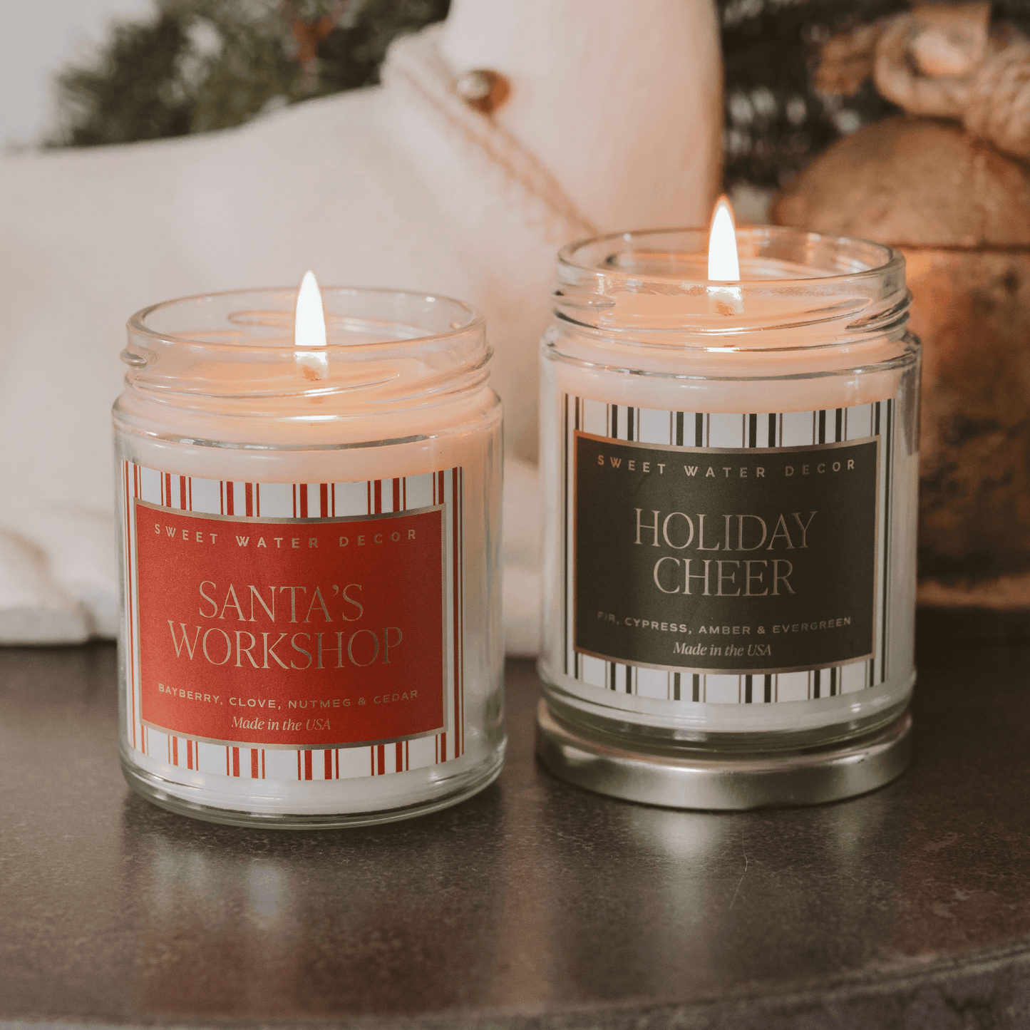 Santa's Workshop Soy Candle - 9 oz Clear Jar (Merry and Bright)