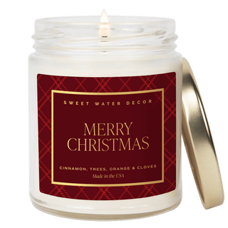 Merry Christmas Soy Candle - 9 oz Clear Jar (Christmas)