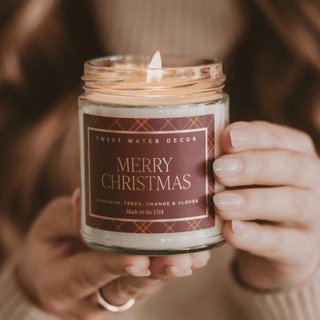 Merry Christmas Soy Candle - 9 oz Clear Jar (Christmas)