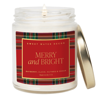 Merry and Bright Soy Candle - Patterned Clear Jar - 9 oz
