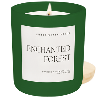 Enchanted Forest Soy Candle - Green Matte Jar - 15 oz (Let it Snow)