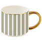 Green Stripe 14 oz Gold Handle Coffee Mug