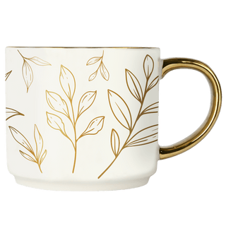 Gold Leaves 14oz. Gold Handle Coffee Mug