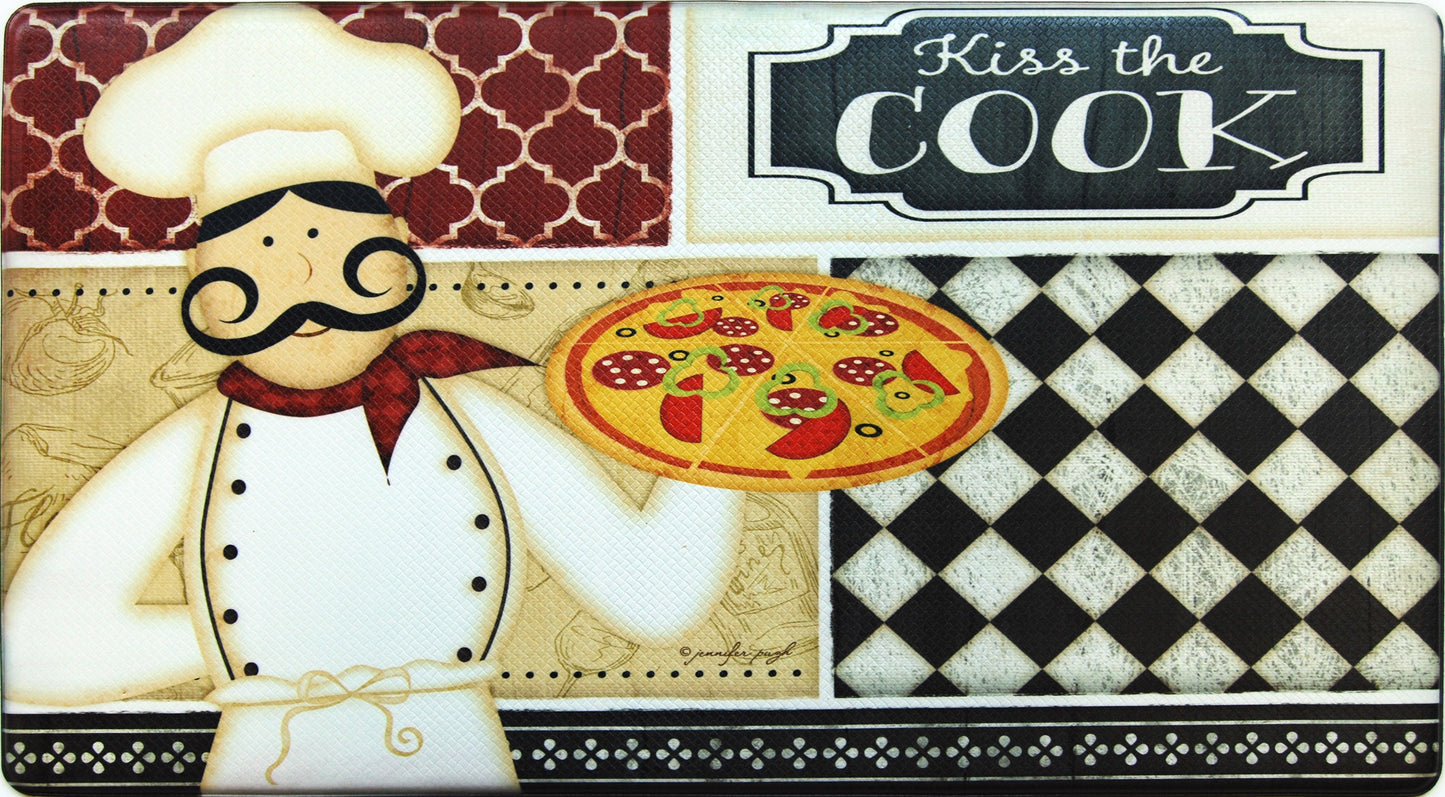 Tapete de cozinha grande antifadiga Feel at Ease de 20" x 36" (Chalk Kiss the Cook)