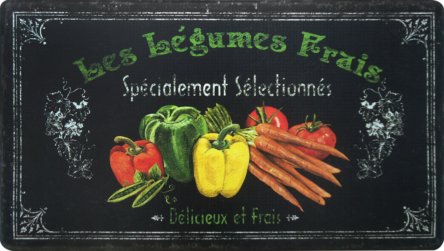 Tapete de cozinha antifadiga Feel at Ease grande de 20" x 36" (Les Legumes)