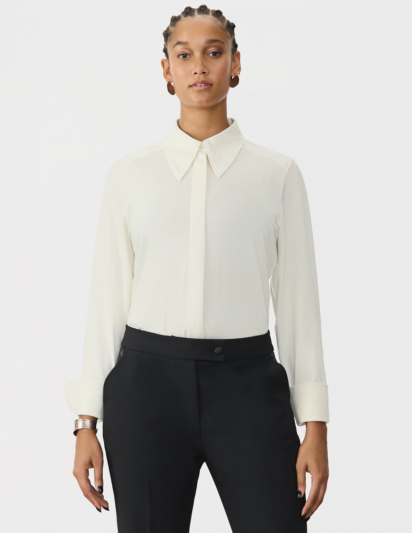 Women's Snow White Zip Front Collared Shirt - Small