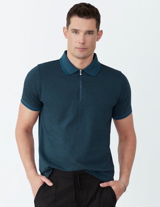 Polo com zíper elástico