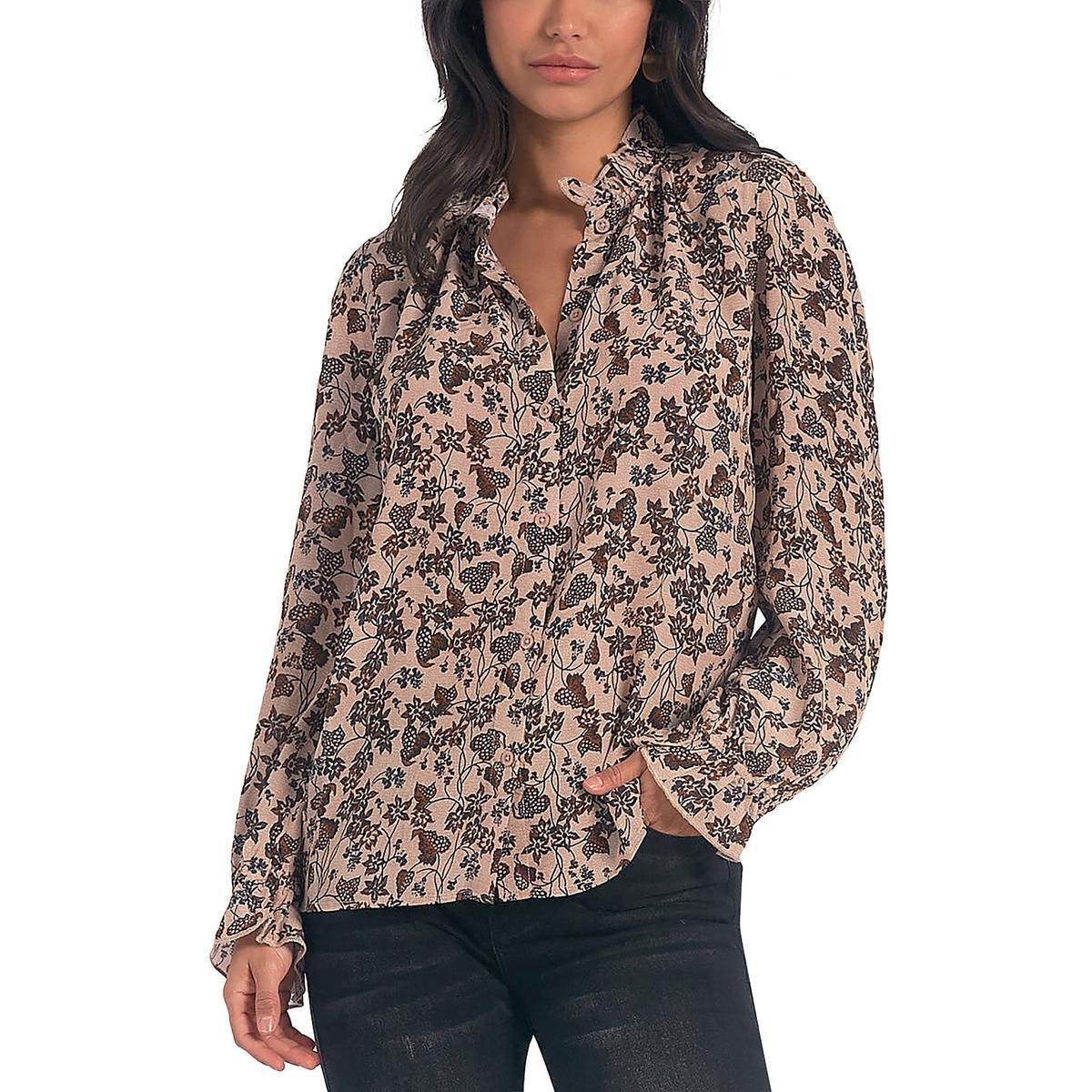 Blusa Elan com gola babada, amarela, tamanho XS