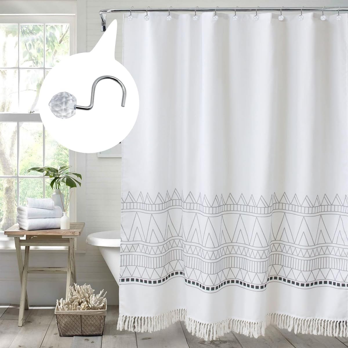 Conjunto de 12 ganchos para cortinas de chuveiro resistentes à ferrugem - 6 designs! 