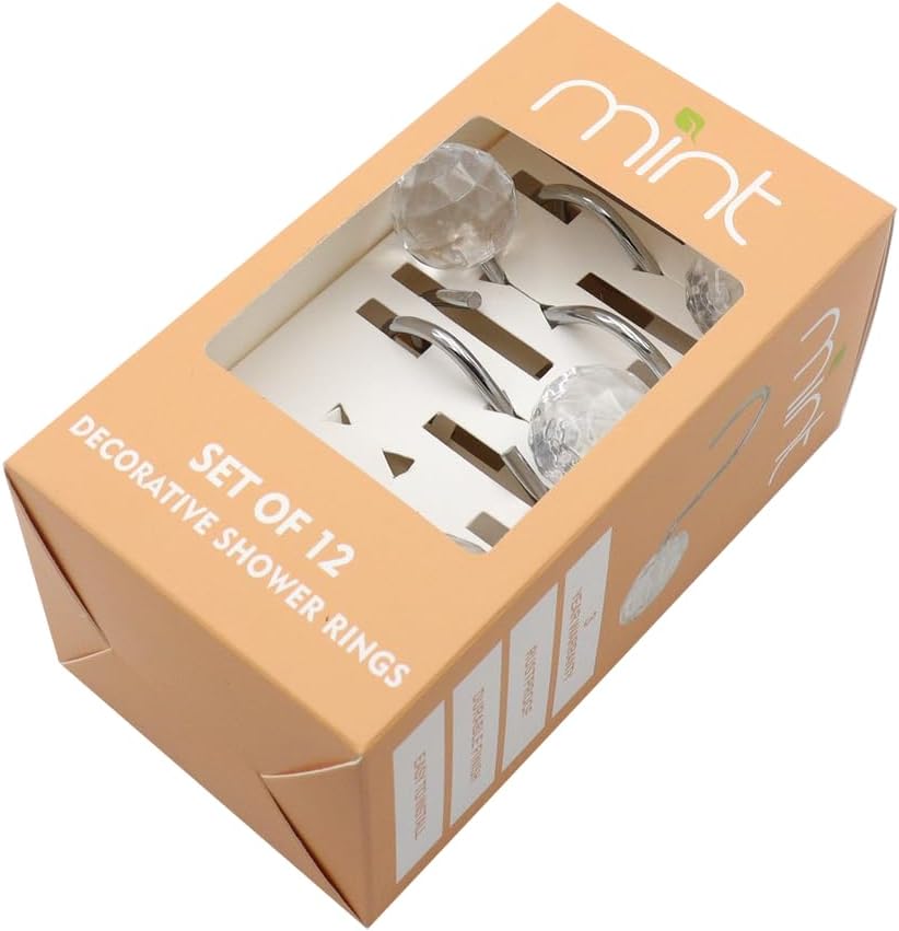 Conjunto de 12 ganchos para cortinas de chuveiro resistentes à ferrugem - 6 designs! 