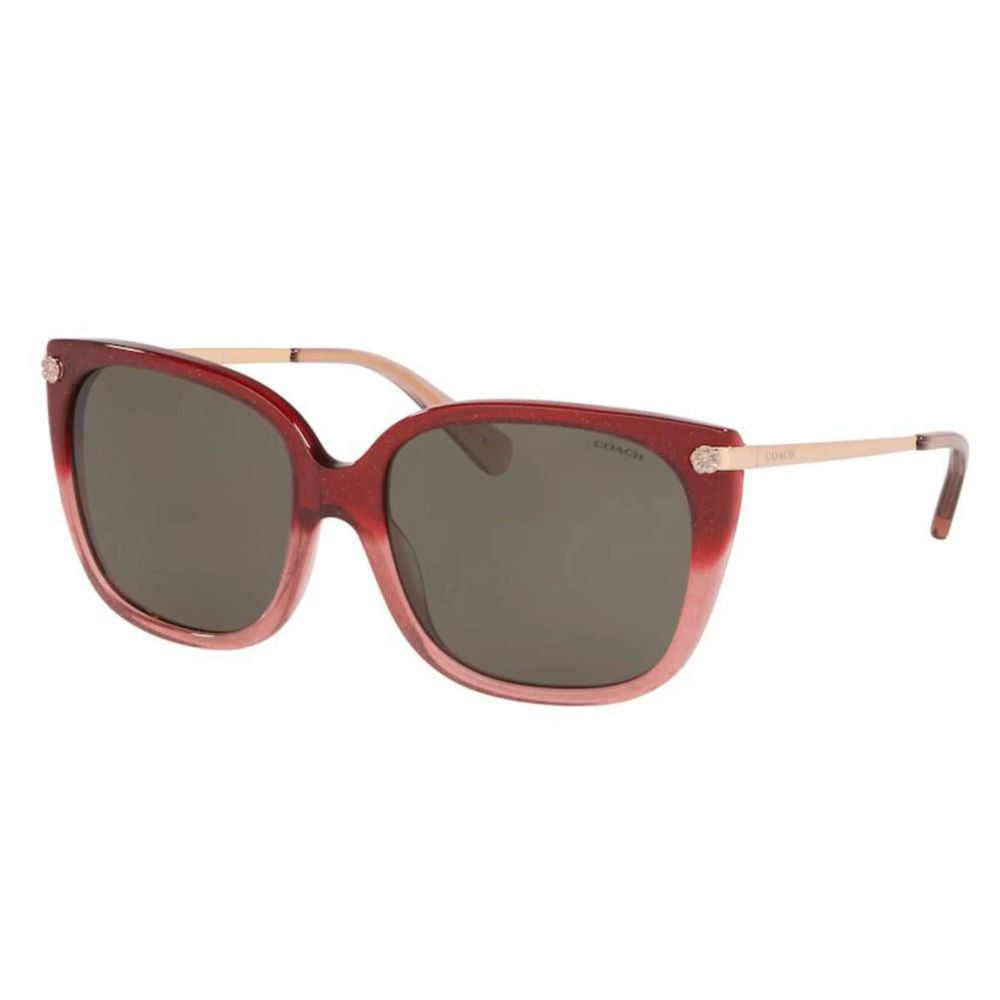 Coach Sunglasses Burgundy Pink Glitter with Smoke Lenses 56mm