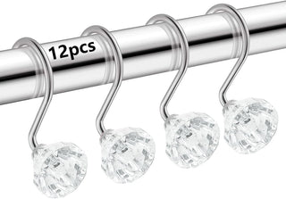 Conjunto de 12 ganchos para cortinas de chuveiro resistentes à ferrugem - 6 designs! 