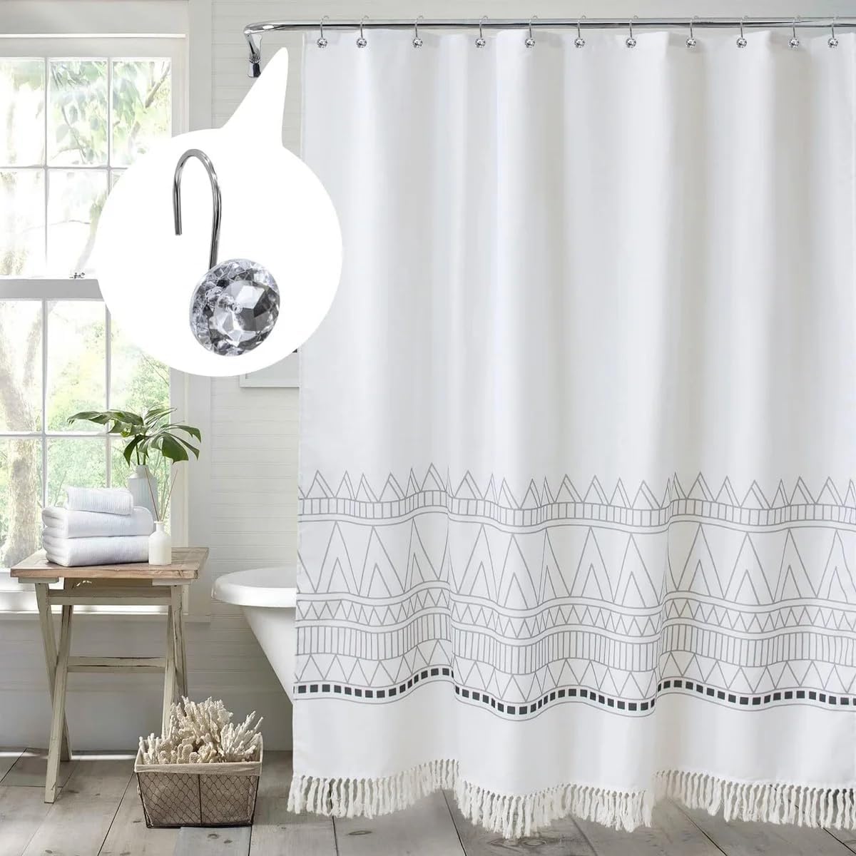 Conjunto de 12 ganchos para cortinas de chuveiro resistentes à ferrugem - 6 designs! 