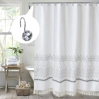Conjunto de 12 ganchos para cortinas de chuveiro resistentes à ferrugem - 6 designs! 