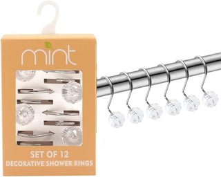 Conjunto de 12 ganchos para cortinas de chuveiro resistentes à ferrugem - 6 designs! 