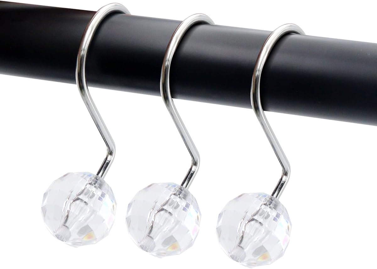 Conjunto de 12 ganchos para cortinas de chuveiro resistentes à ferrugem - 6 designs! 