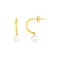 14k Yellow Gold Half Hoop Earrings with Pearls