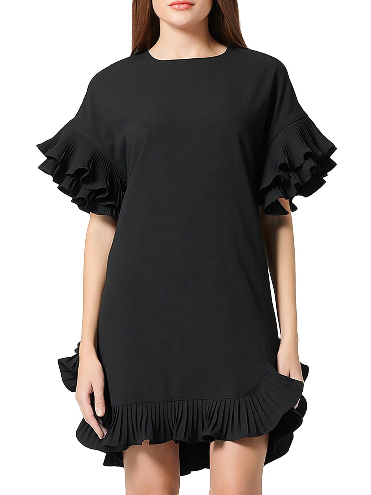 Vestido midi plissado Gracia feminino, preto, tamanho M