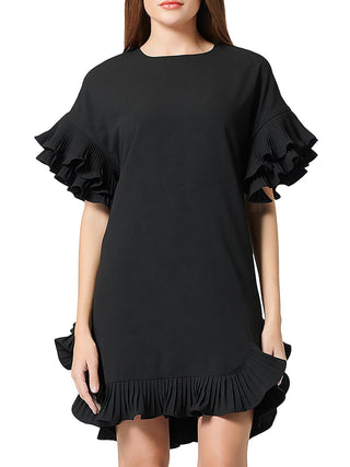 Vestido midi plissado Gracia feminino, preto, tamanho M
