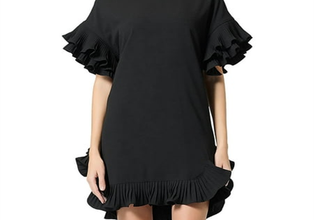 Vestido midi plissado Gracia feminino, preto, tamanho M