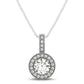 Milgrain Edge Diamond Halo Pendant in 14k White Gold (5/8 cttw)