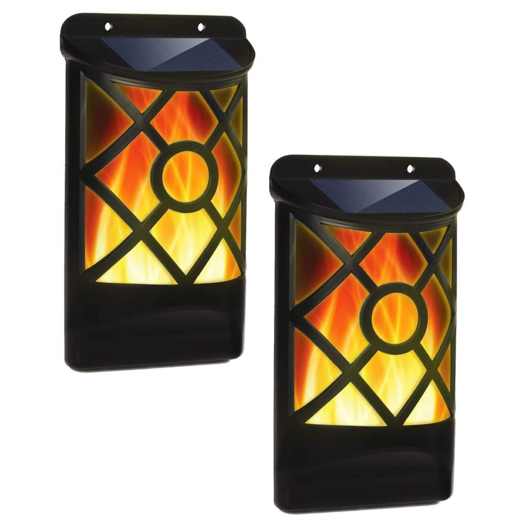 Outdoor LED Solar 6 Lumen Flickering Flame Lights Set of 2