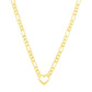 14k Yellow Gold Figaro Chain Necklace with Heart