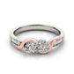 14k White And Rose Gold Round Two Diamond Curved Band Ring (5/8 cttw)