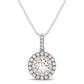 Round Shape Halo Diamond Pendant in 14k White and Rose Gold (1/2 cttw)