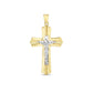 14k Two Tone Gold High Polish Diamond Cut Cross Pendant
