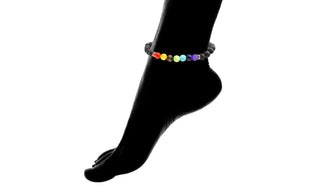 Tornozeleira com 7 contas de pedra natural genuínas para cura de chakras