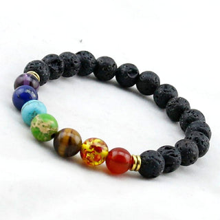 Tornozeleira com 7 contas de pedra natural genuínas para cura de chakras