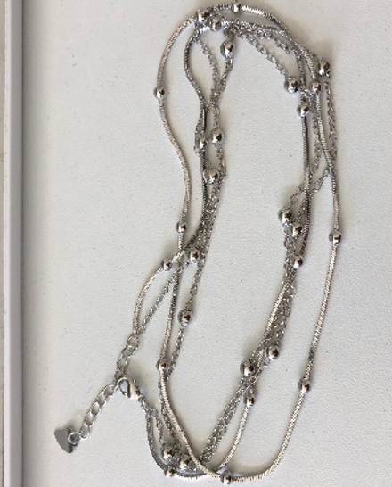 Tornozeleira de prata esterlina com quatro fileiras